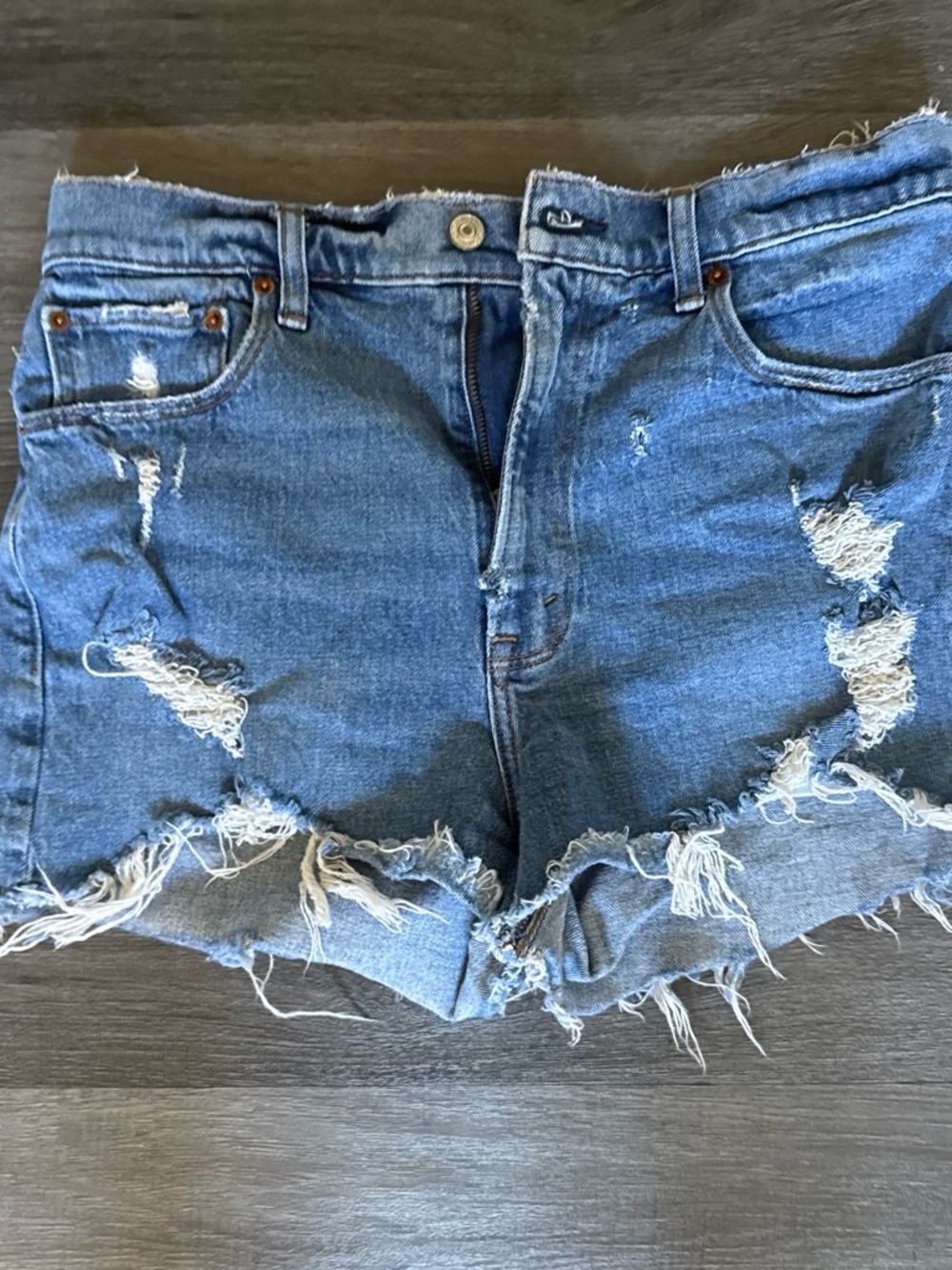 Abercrombie & Fitch Distressed Blue Denim Cutoff Shorts